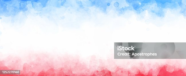 istock July 4th background, red white and blue colors with soft faded watercolor border texture design and blank white center, veteran's day or memorial day patriotic color background 1252270160