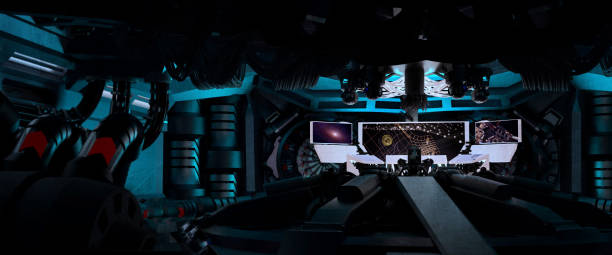 istock Science fiction spaceship interior, interstellar travel, 3D Rendered Illustration, Elements of this image furnished by NASA 1252271046