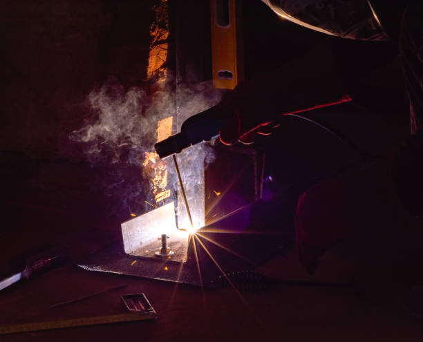 istock Arc welding of a steel in construction site 1252276112