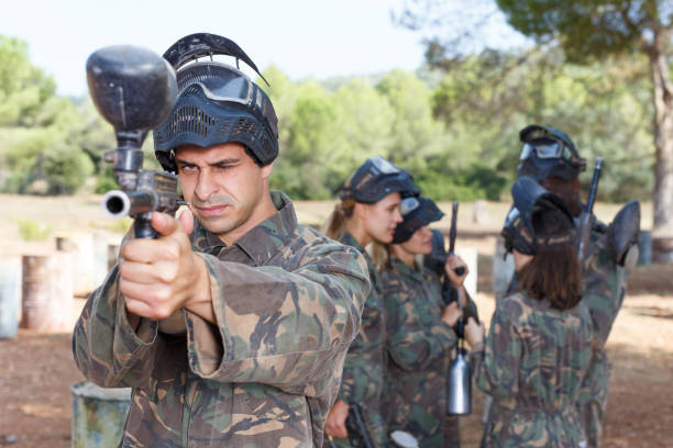 istock Paintball player before playing outdoors 1252279567