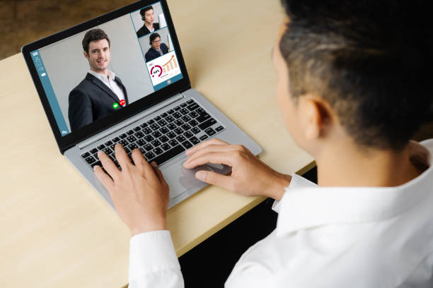 istock Video call business people meeting on virtual workplace or remote office 1252285202