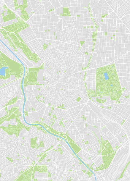 ilustraciones, imágenes clip art, dibujos animados e iconos de stock de mapa vectorial coloreado de madrid - plano madrid