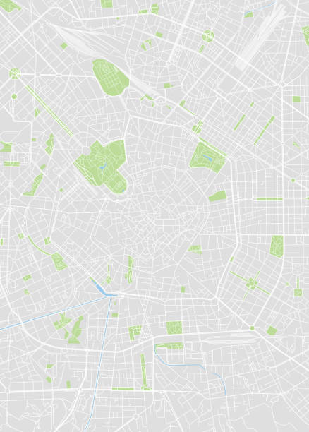 illustrazioni stock, clip art, cartoni animati e icone di tendenza di mappa vettoriale colorata di milano - milan city