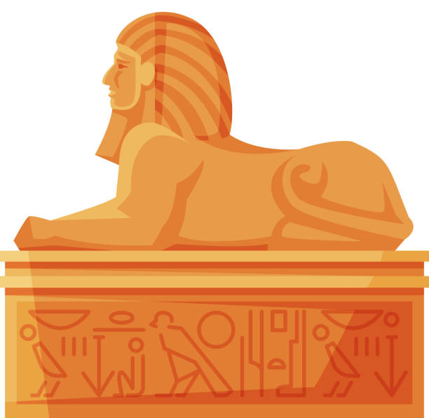 ilustrações, clipart, desenhos animados e ícones de estátua de esfinge egípcia, vista lateral, símbolo do egito ilustração vetorial estilo plano no fundo branco - monument tomb awe statue