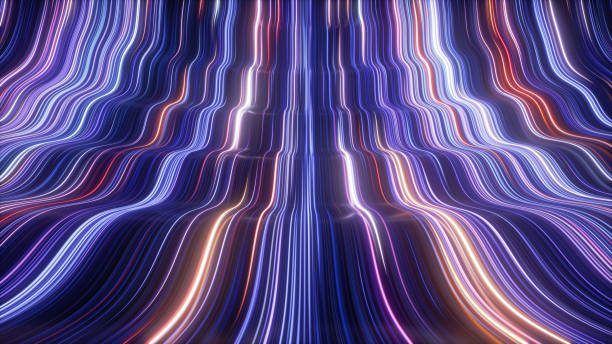 istock 3d render, abstract wavy background, ultra violet neon rays, glowing lines, cyber network, speed of light, space and time strings 1252287834
