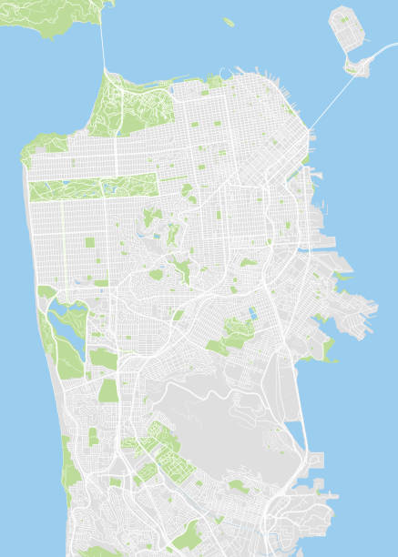 샌프란시스코 컬러 벡터 맵 - map san francisco bay area california cartography stock illustrations