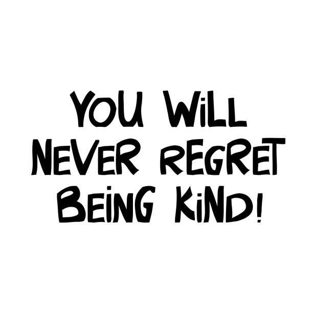istock You will never regret being kind. Motivation quote. Cute hand drawn lettering in modern scandinavian style. Isolated on white background. Vector stock illustration. 1252289901