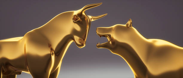 istock Golden Bull and Bear Close up 1252290711
