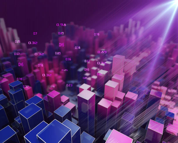 istock 3D rendering of abstract  infographic with color columns and  blurred lines. Big data.  Futuristic geometric analyze data concept.   Business and finance analytics representation. 1252293586