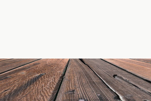 istock 3D Rendering, wooden top table on isolated white background 1252300027