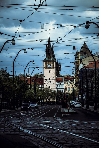 The Streets And Tram Railways In Prague, Czech Republic