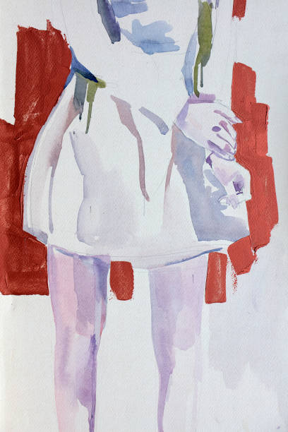 istock human's figure, watercolor painting, illustration 1252303474