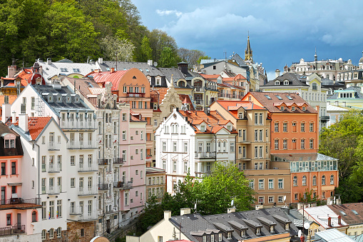 View of history center city Karlovy Vary (Carlsbad). Czech Republic.