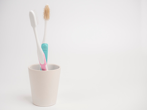 Bad Breath Concept New Toothbrush Woman Avoiding Bad Smell From The Old Bad Breath Concept New Toothbrush Woman Avoiding Bad Smell From The Old