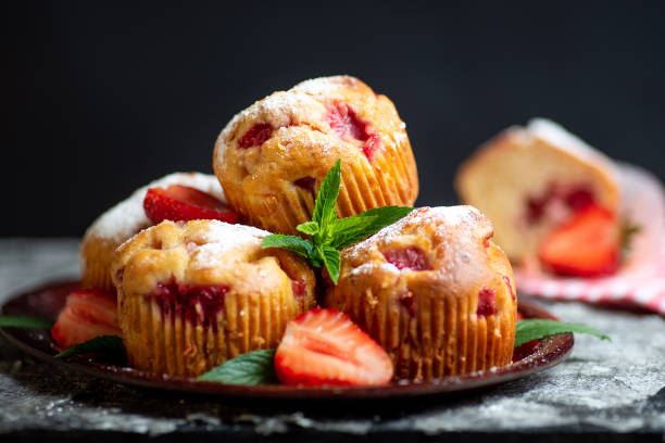 istock Homemade strawberry muffins on a plate 1252320524