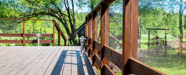 istock Wooden structures, wooden terrace on the nature. 1252333607