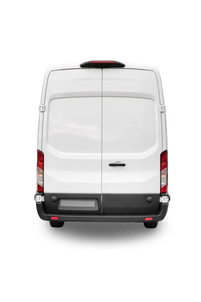 istock White delivery truck rear view isolated on white background with clipping path 1252333659
