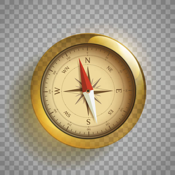 moderne kompass-symbol. vorlage isoliert auf transparentem hintergrund - orienteering clip art compass magnet stock-grafiken, -clipart, -cartoons und -symbole