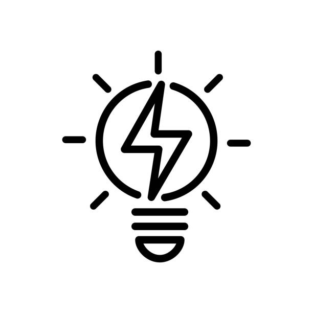illustrazioni stock, clip art, cartoni animati e icone di tendenza di lampadina, icona del vettore piatto della linea della lampada - inventor