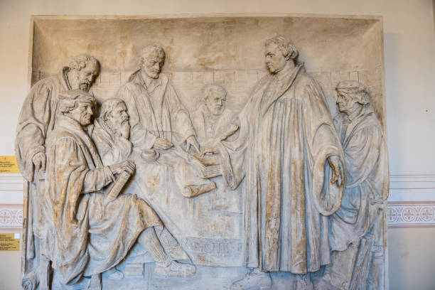 Bas-relief representing Martin Luther on the wall inside of the Berlin Cathedral, Evangelical Supreme Parish and Collegiate Church in Berlin, Germany.