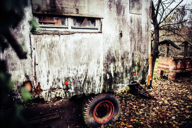 rusted wheel rims and machine parts.