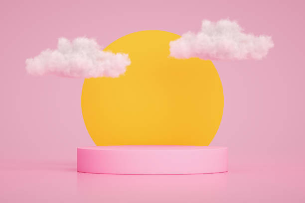 istock 3D Empty Product Stand, Platform, Podium with Cloud and Sun 1252359858