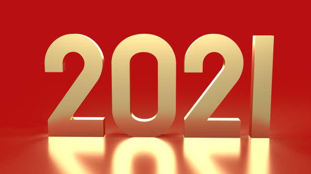 istock The 2021 gold number on red background 3d rendering. 1252362513