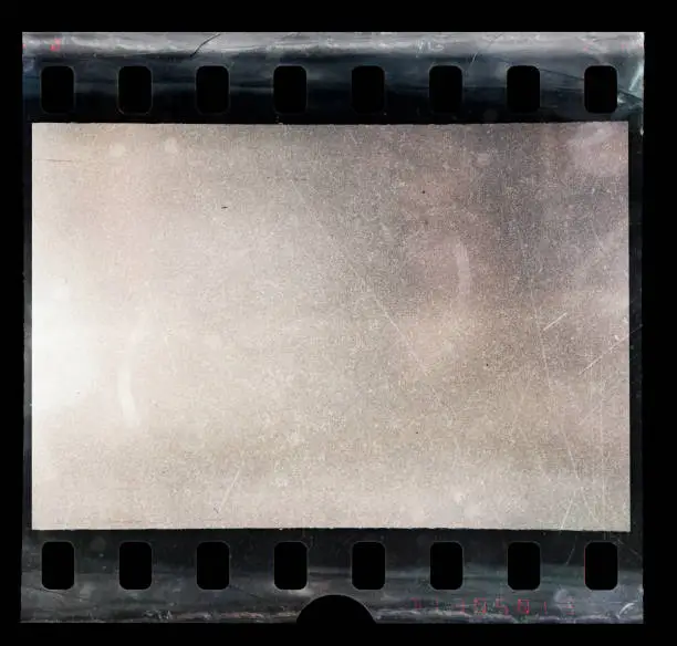 Photo of cool photo placeholder, real macro photo of 35mm film strip on black background.