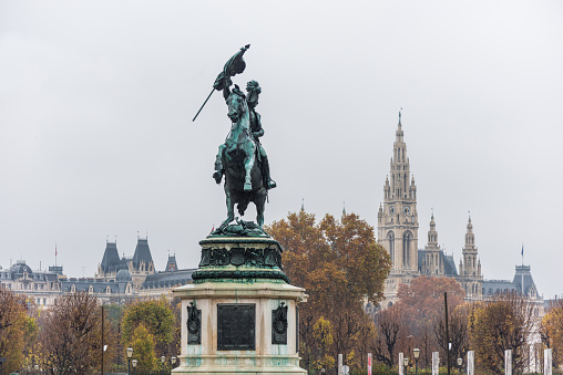 Equestrian statue of Archduke Charles, Duke of Teschen in front of The Hofburg, Vienna, Austria,  an Austrian field-marshal, the third son of Emperor Leopold II