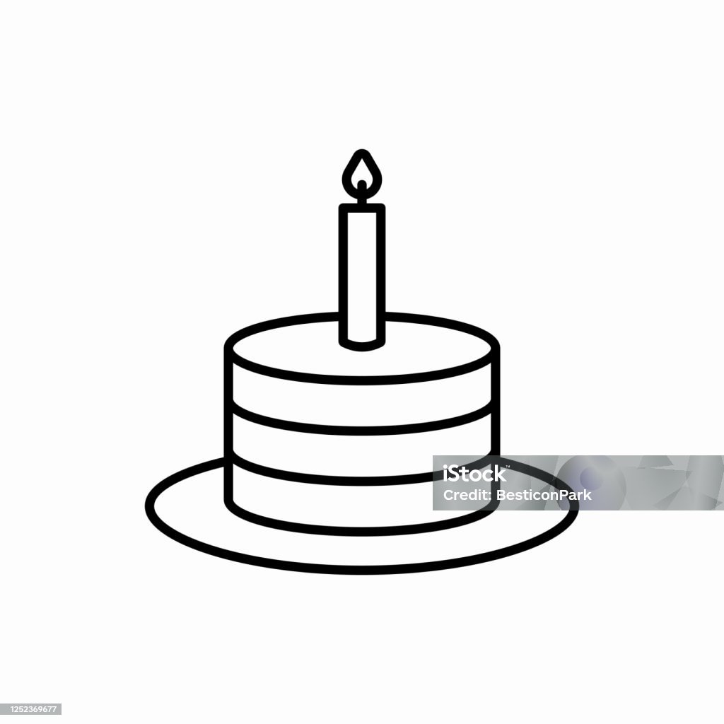 Outline Birthday Cake Icon Birthday Cake Vector Illustration ...