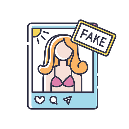 Fake Influencer Rgb Color Icon Fraud Blogger Profile Mislead With Photo ...