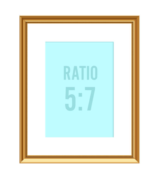 Classic golden picture frame Classic golden picture frame, ratio 5:7, vector illustration gold colored photos stock illustrations