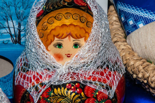istock Matryoshka doll in Orenburg downy shawl 1252374581