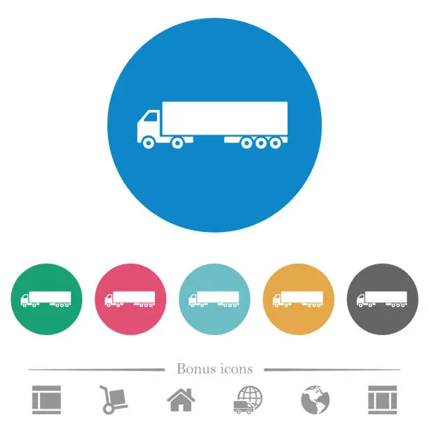 Vector illustration of Truck flat round icons