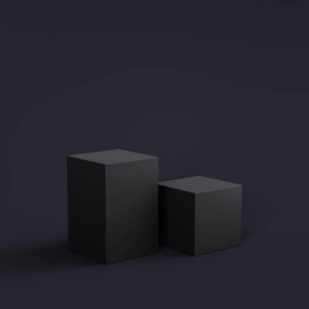 istock Blank product display on dark studio background with pedestal or podium. Empty showcase stand backdrops. 3D rendering. 1252381908