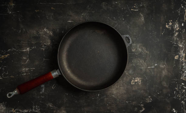 istock Clean frying pan on the rustic background 1252384362