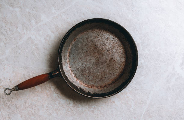 istock Clean frying pan on the rustic background 1252384364