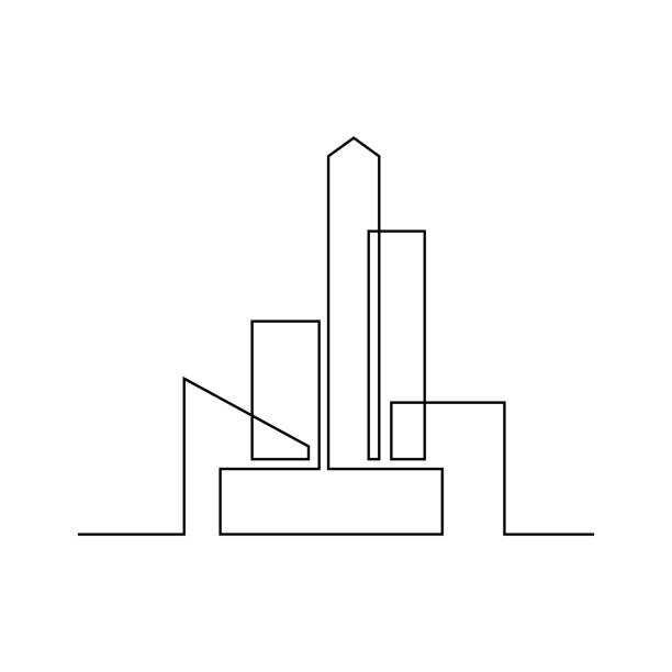 Abstract cityscape Abstract drawing of city buildings in continuous line art drawing style. Modern cityscape black linear design isolated on white background. Vector illustration urban skyline illustrations stock illustrations