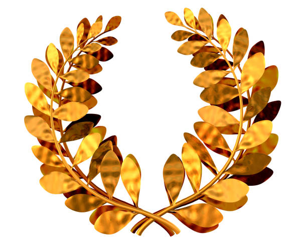 corona de laurel dorado - laurel wreath bay tree wreath gold fotografías e imágenes de stock