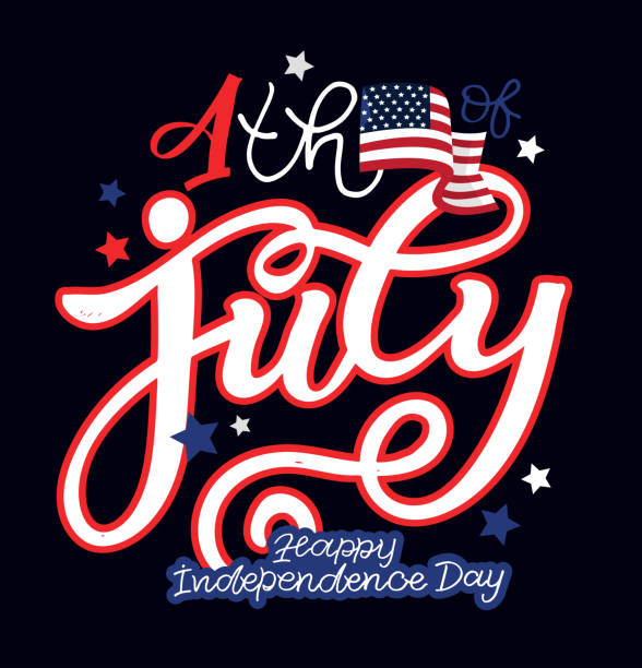 istock Text 4th of July. Independence Day vector lettering typography for postcard, card, banner. Celebration calligraphy. US military armed forces typography concept . National poster design 1252389033