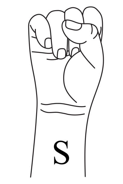 illustrations, cliparts, dessins animés et icônes de geste de main affichant la lettre s sur la langue des signes américaine. - sign language american sign language human hand deaf
