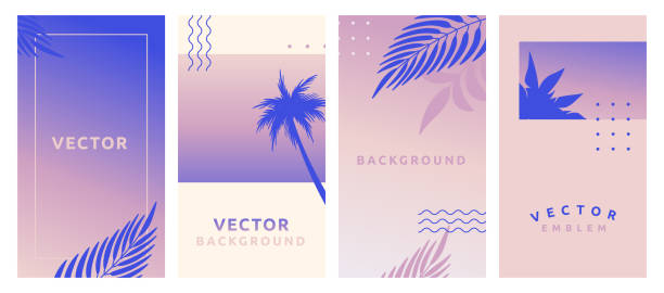 stockillustraties, clipart, cartoons en iconen met vectorset van abstracte achtergrond met heldere gradiëntkleuren met sjabloon voor kaderontwerp - verhalen op sociale media - pakjesavond