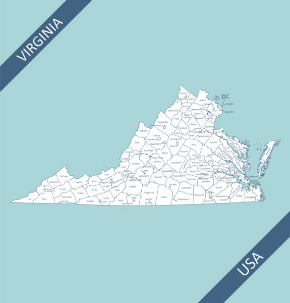 County map of Virginia Highly detailed map of Virginia counties state of United States of America for web banner, mobile app, and educational use. The map is accurately prepared by a map expert. manassas stock illustrations