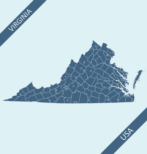 Counties map of Virginia Highly detailed county map of Virginia state of United States of America for web banner, mobile app, and educational use. The map is accurately prepared by a map expert. manassas stock illustrations