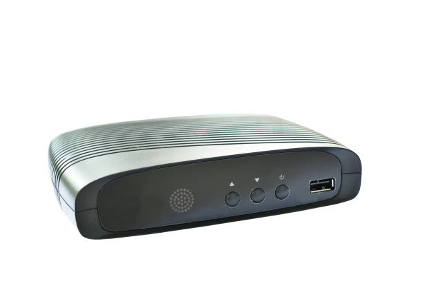istock black digital television set top box receiver on white background 1252396136