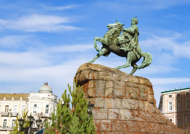 istock Monument to Hetman Bogdan Khmelnitsky on Sophia Square with the inscription, Kiev, Ukraine 1252403042
