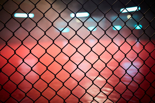 istock Fighting stage side view. Close up on arena net 1252405012