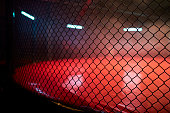 Fighting stage side view. Close up on arena net