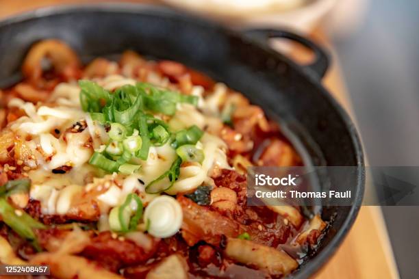 Korean Style Dak Galbi Stock Photo - Download Image Now - Korean Food, Bowl, Chicken Meat