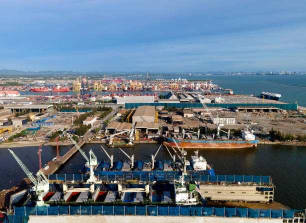 istock A scenery of a shipyard built on the beachfront with reparing equipment. 1252408663